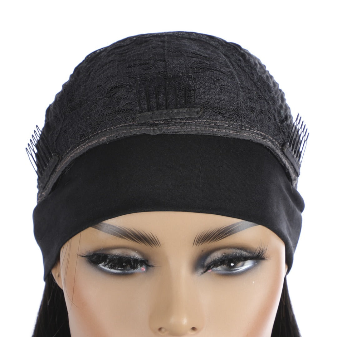 Headband Wig Straight Human Hair Scarf Wig No GLUE Easy Wear for Women