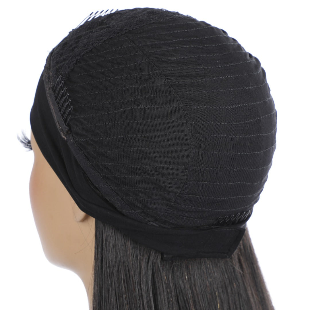 Headband Wig Straight Human Hair Scarf Wig No GLUE Easy Wear for Women