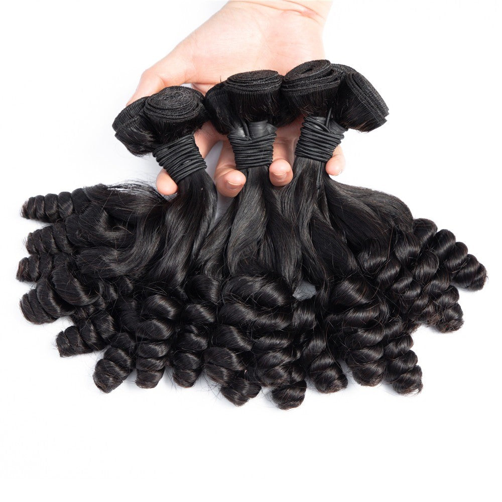 10A Grade Brazilian 3/4 Spiral Curl Human Hair bundles with 4x4 Closur